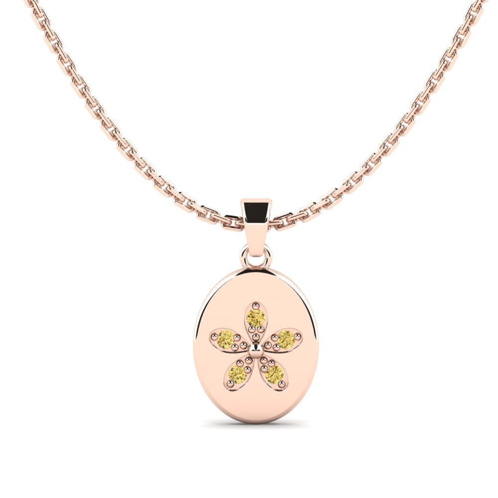 14k Oro Rosa Diamante Amarillo Colgante Farxad Daughter