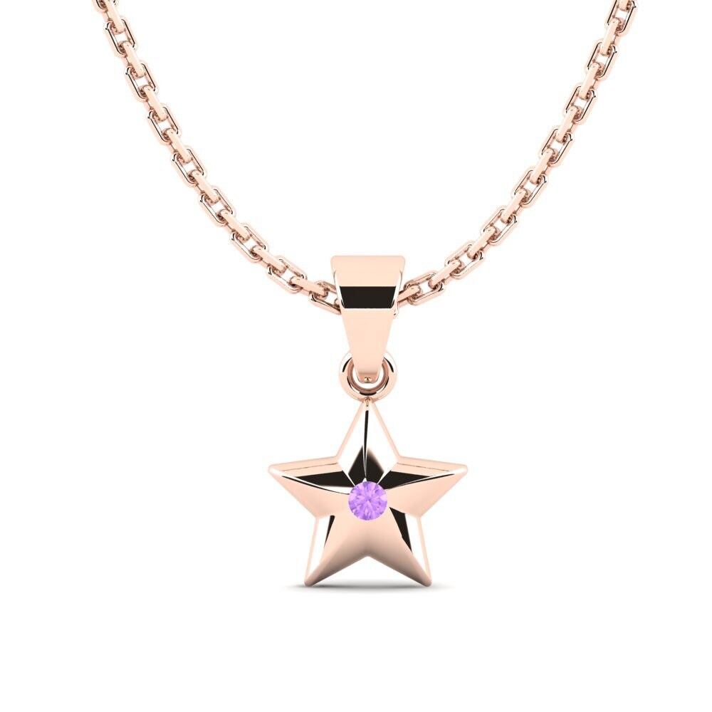 14k Oro Rosa Amatista Colgante Gippeum Daughter