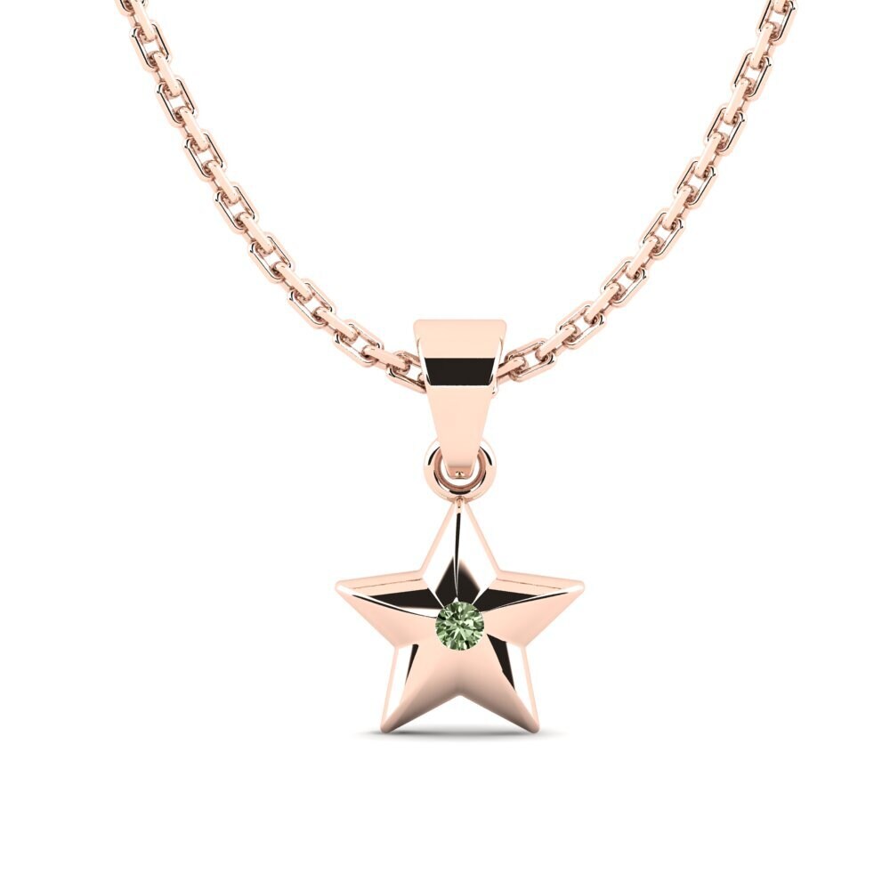 14k Oro Rosa Diamante Verde Colgante Gippeum Daughter