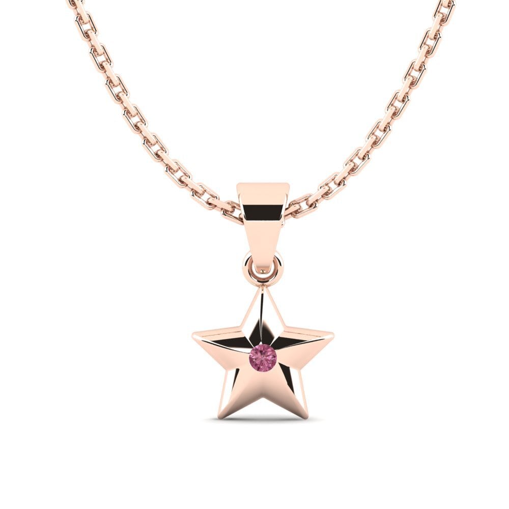 14k Oro Rosa Rodolita de Granito Colgante Gippeum Daughter