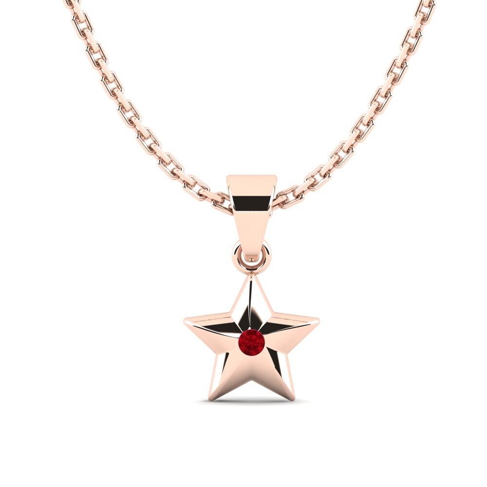 14k Oro Rosa Circonita Roja Colgante Gippeum Daughter