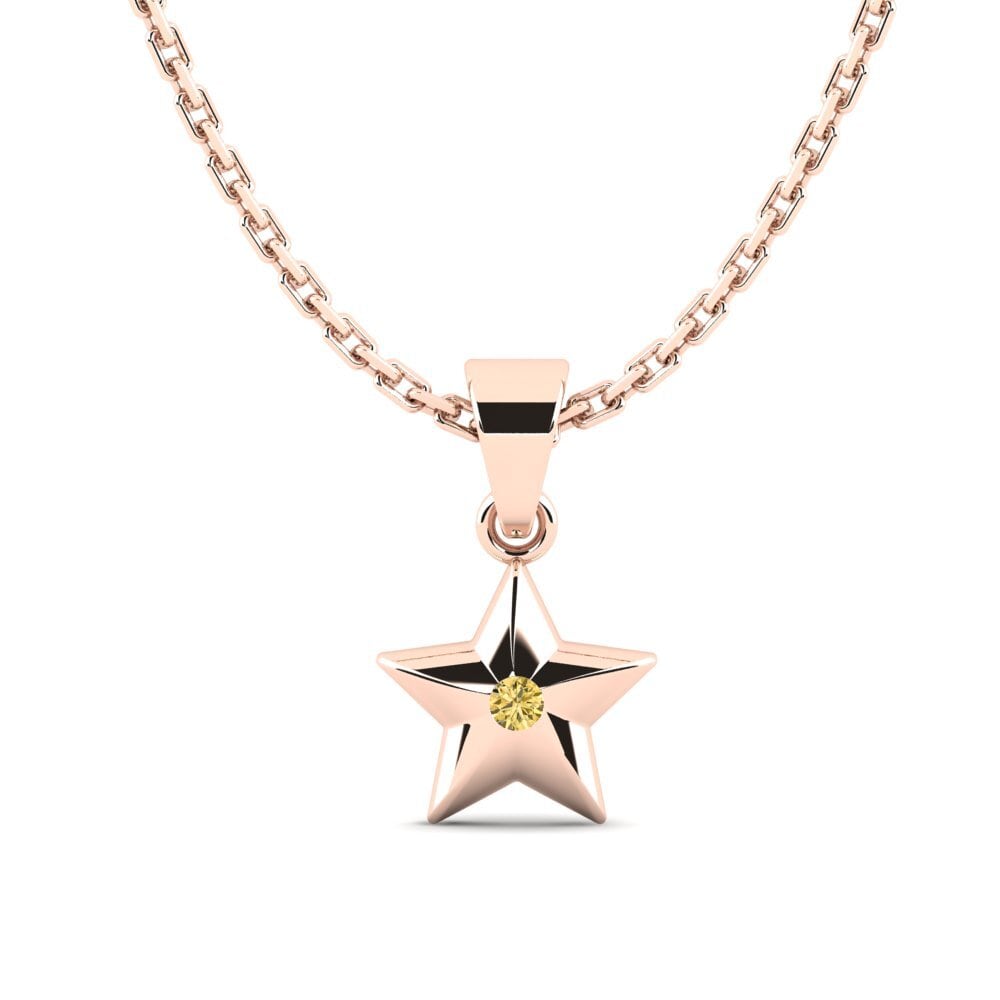 14k Oro Rosa Diamante Amarillo Colgante Gippeum Daughter