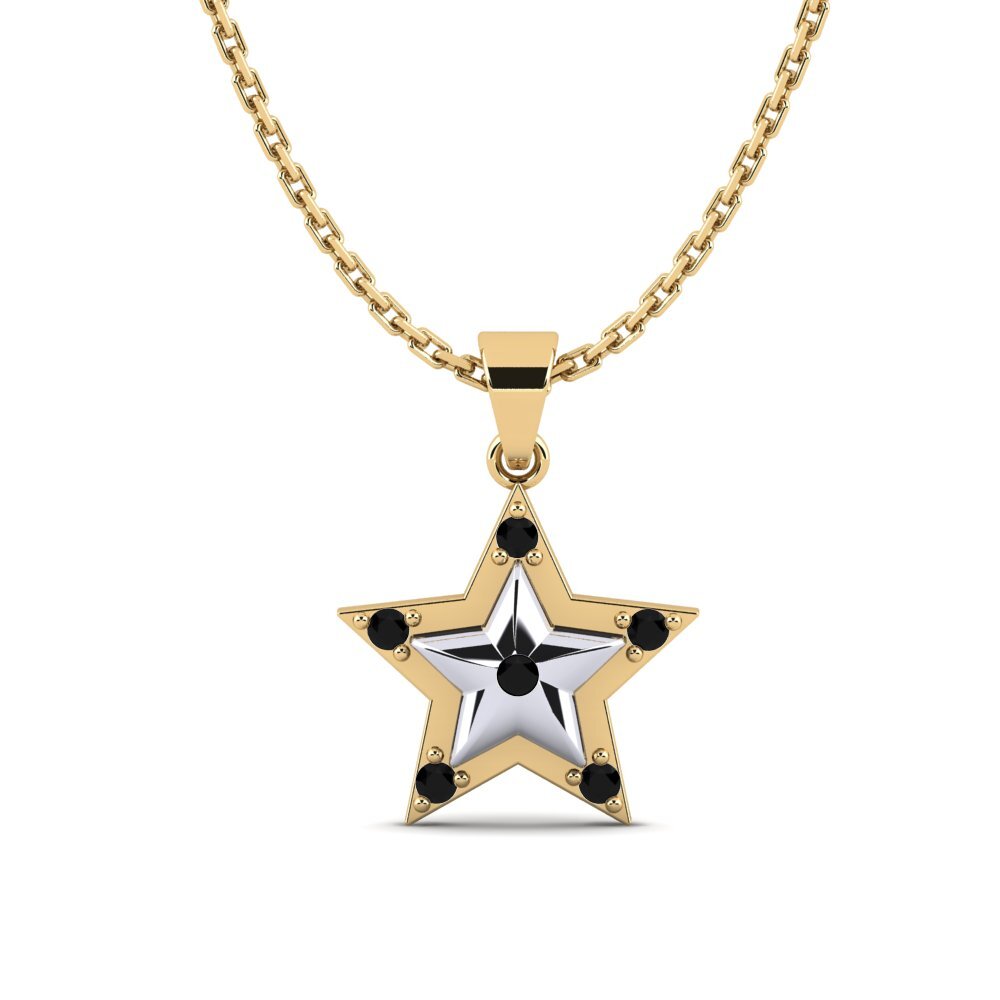 14ct Yellow / White Gold Black Diamond Women's Pendant Gippeum Mother