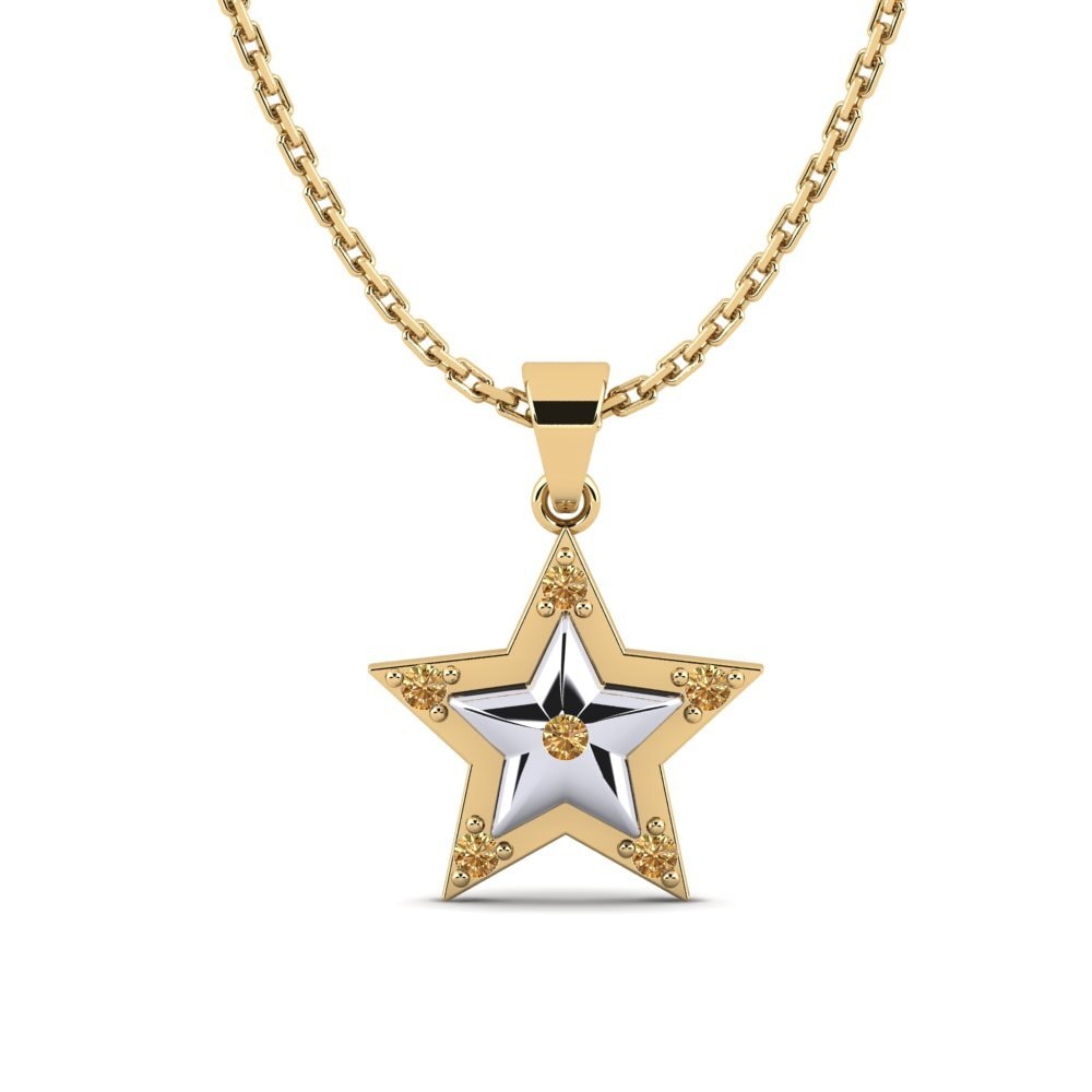14ct Yellow / White Gold Brown Diamond Women's Pendant Gippeum Mother