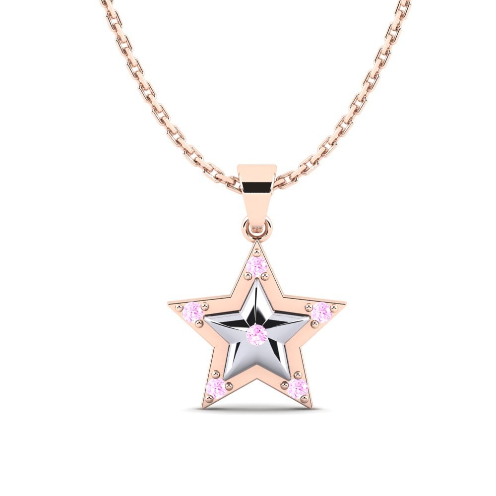 14ct Rose / White Gold Pink Sapphire Women's Pendant Gippeum Mother