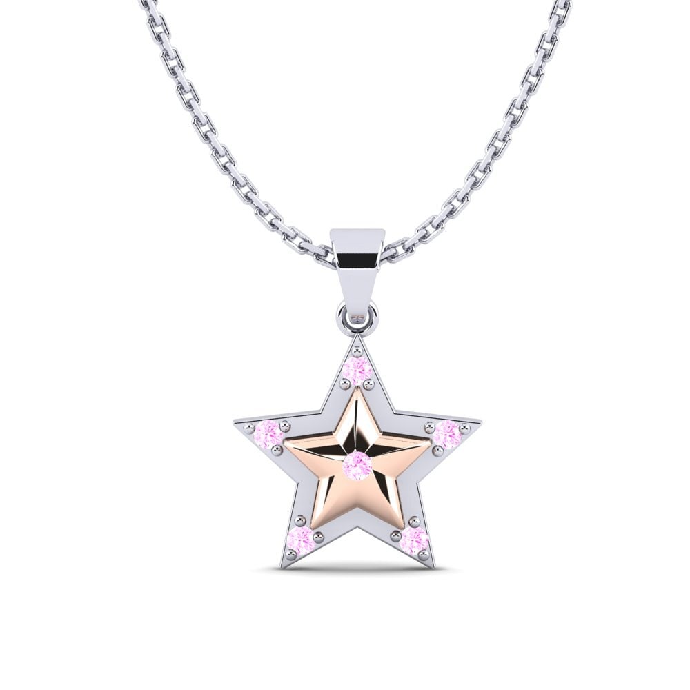 14ct White / Rose Gold Pink Sapphire Women's Pendant Gippeum Mother