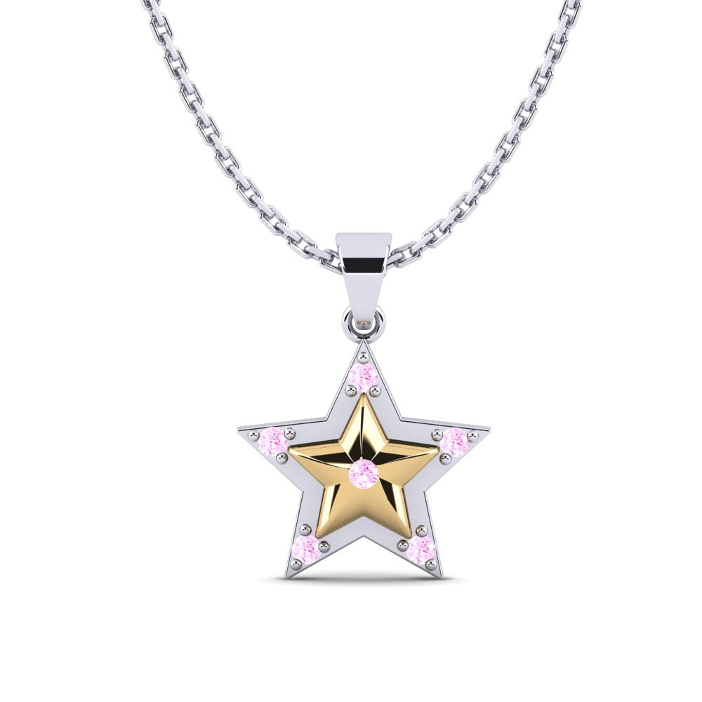 14ct White / Yellow Gold Pink Sapphire Women's Pendant Gippeum Mother