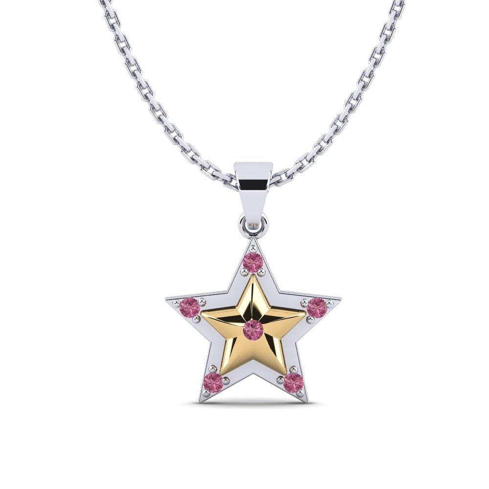 14ct White / Yellow Gold Rhodolite Garnet Women's Pendant Gippeum Mother