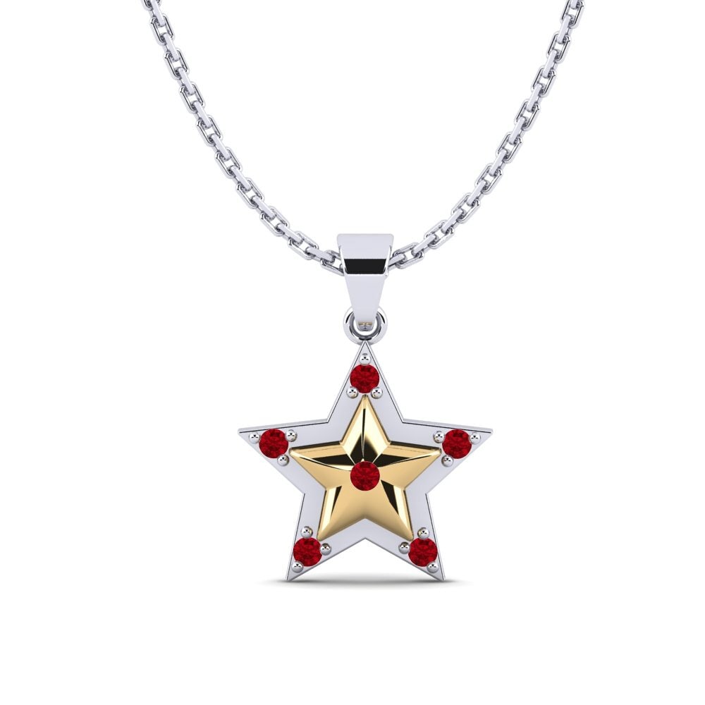 14ct White / Yellow Gold Red Zirconia Women's Pendant Gippeum Mother