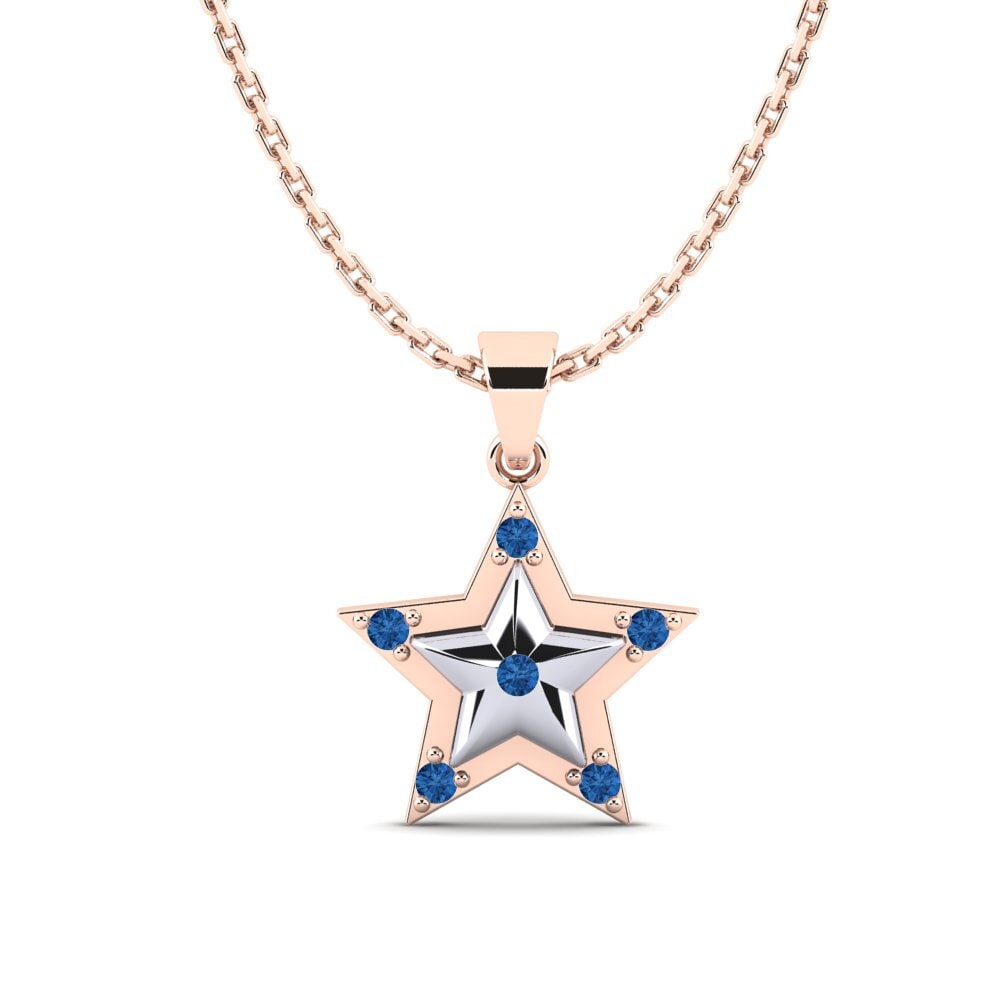 14ct Rose / White Gold Dark Blue Zirconia Women's Pendant Gippeum Mother