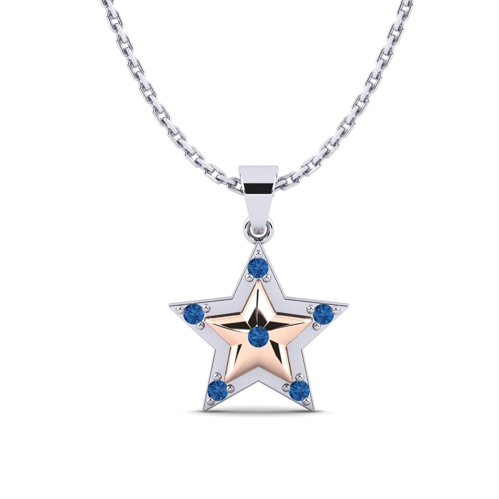 14ct White / Rose Gold Dark Blue Zirconia Women's Pendant Gippeum Mother