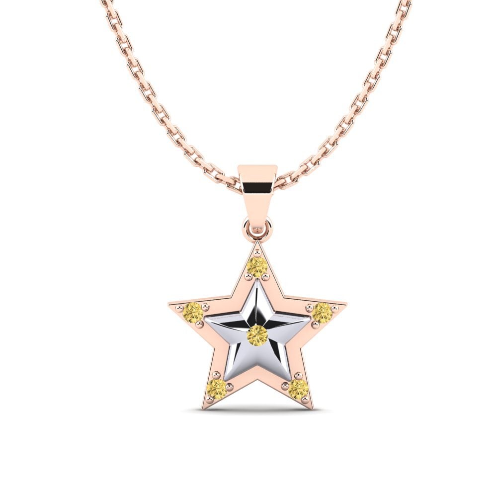 14ct Rose / White Gold Yellow Diamond Women's Pendant Gippeum Mother
