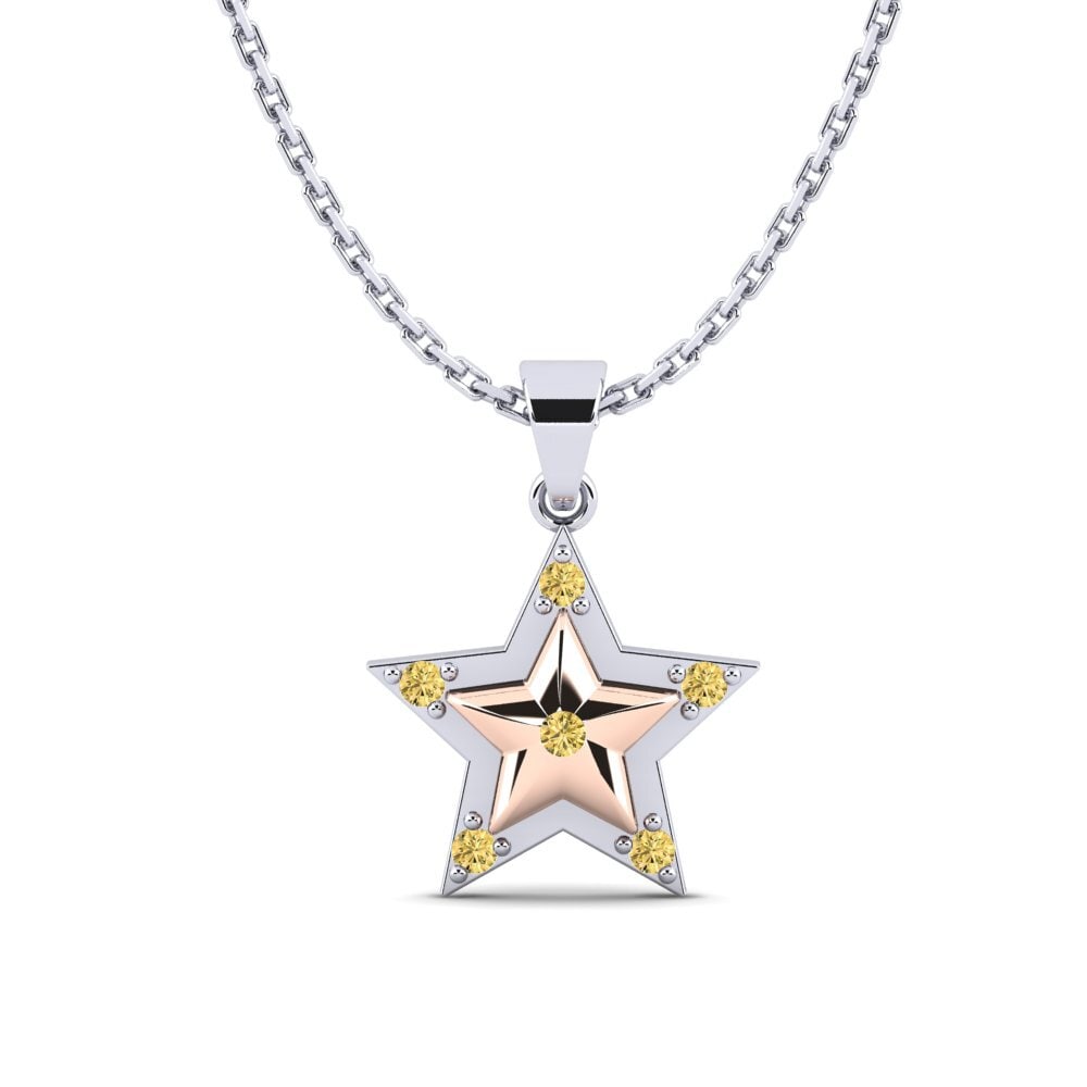 14ct White / Rose Gold Yellow Diamond Women's Pendant Gippeum Mother