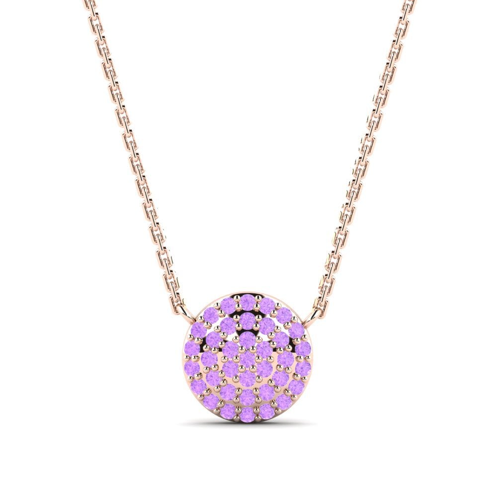 14k Oro Rosa Amatista Collar Kalsooni Daughter