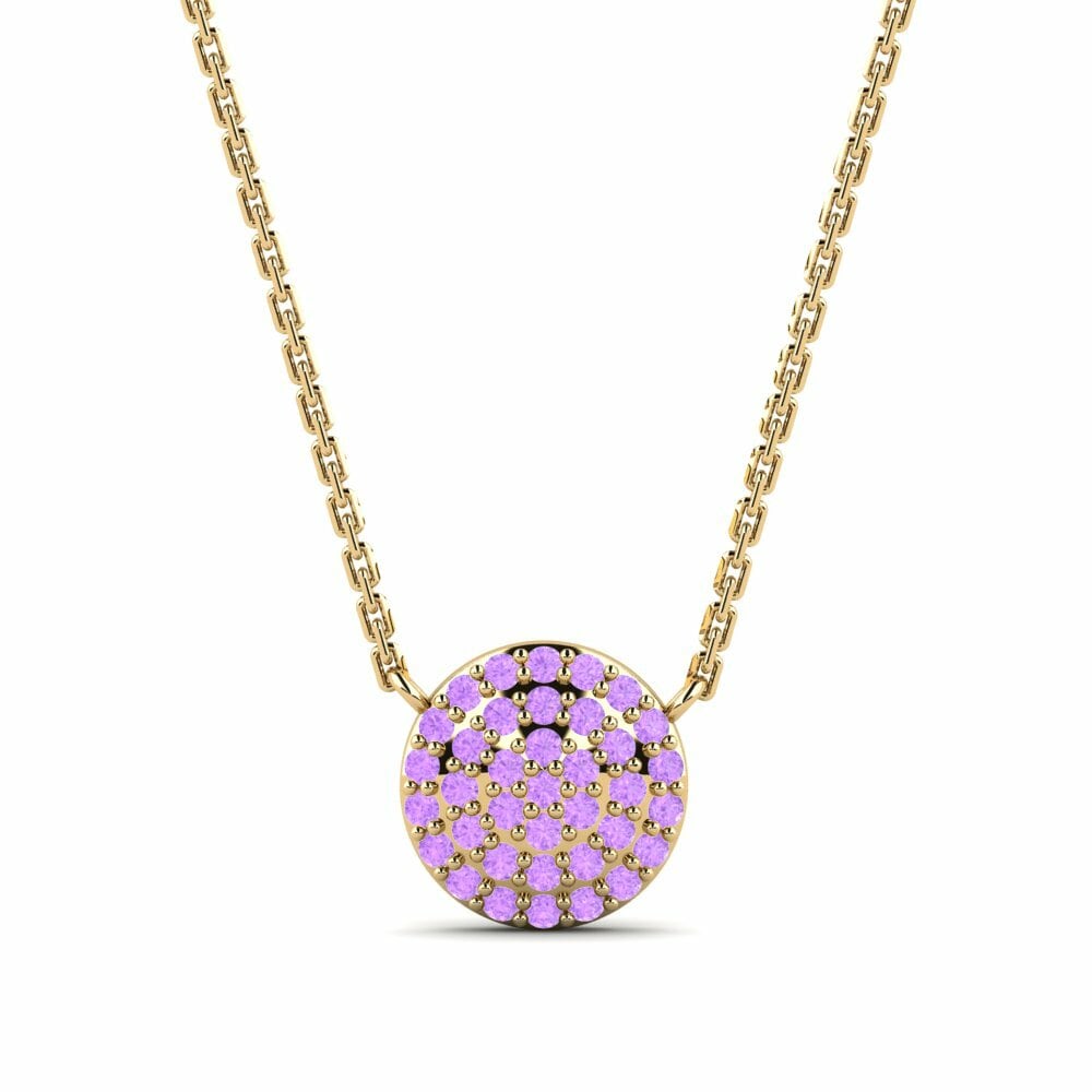 Round 0.296 Carat Fashion Amethyst 14k Yellow Gold Kid's Necklace Kalsooni Daughter