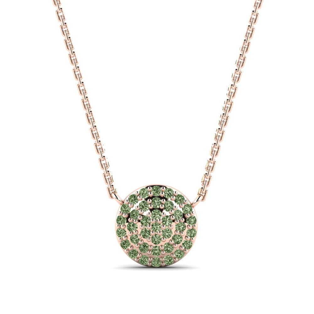14k Oro Rosa Diamante Verde Collar Kalsooni Daughter