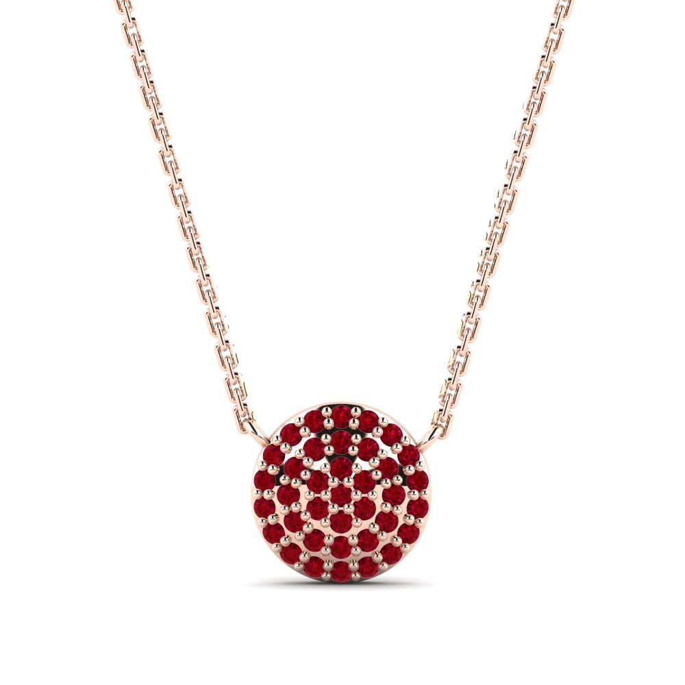 14k Oro Rosa Circonita Roja Collar Kalsooni Daughter