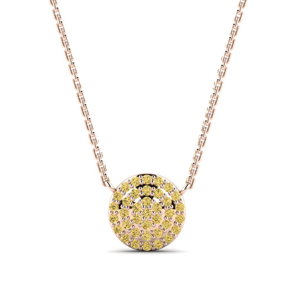 14k Oro Rosa Diamante Amarillo Collar Kalsooni Daughter