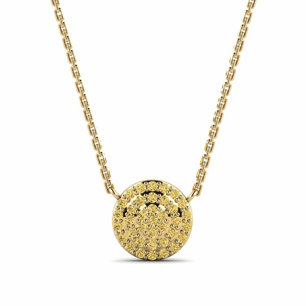 Fashion 0.296 Karaat Rond 14K Geel Goud Gele Diamant Ketting Kalsooni Daughter