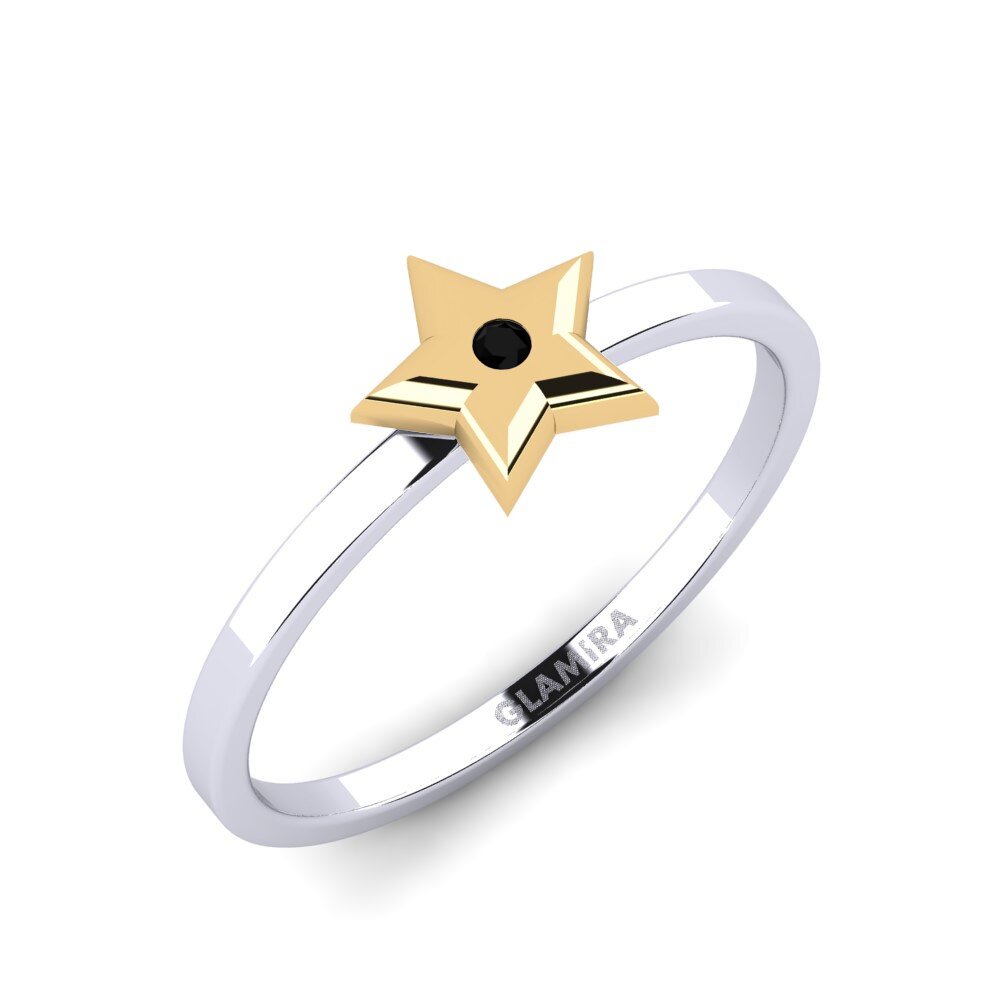 14ct White / Yellow Gold Black Diamond Ring Kamalak Daughter