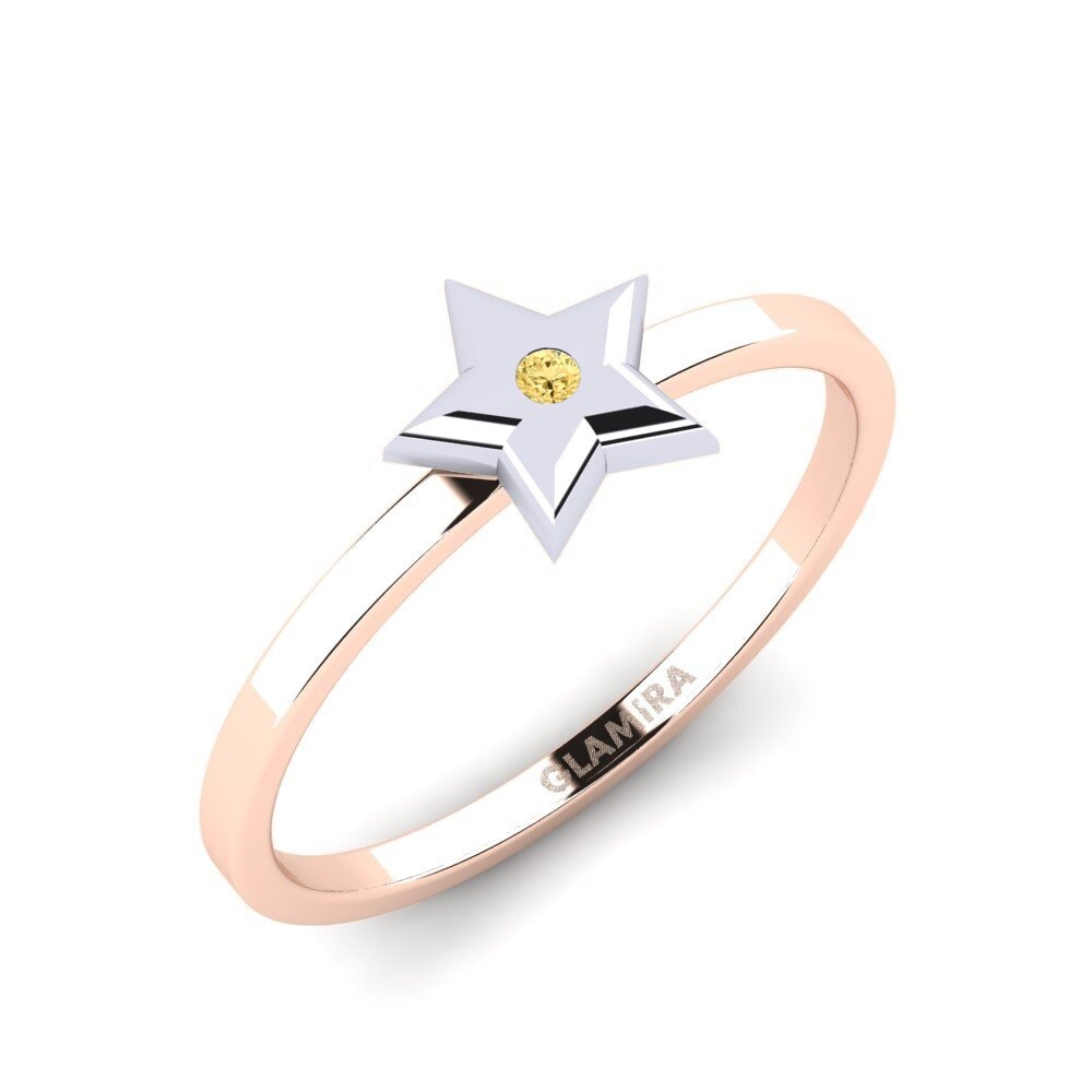 14ct Rose / White Gold Yellow Diamond Ring Kamalak Daughter