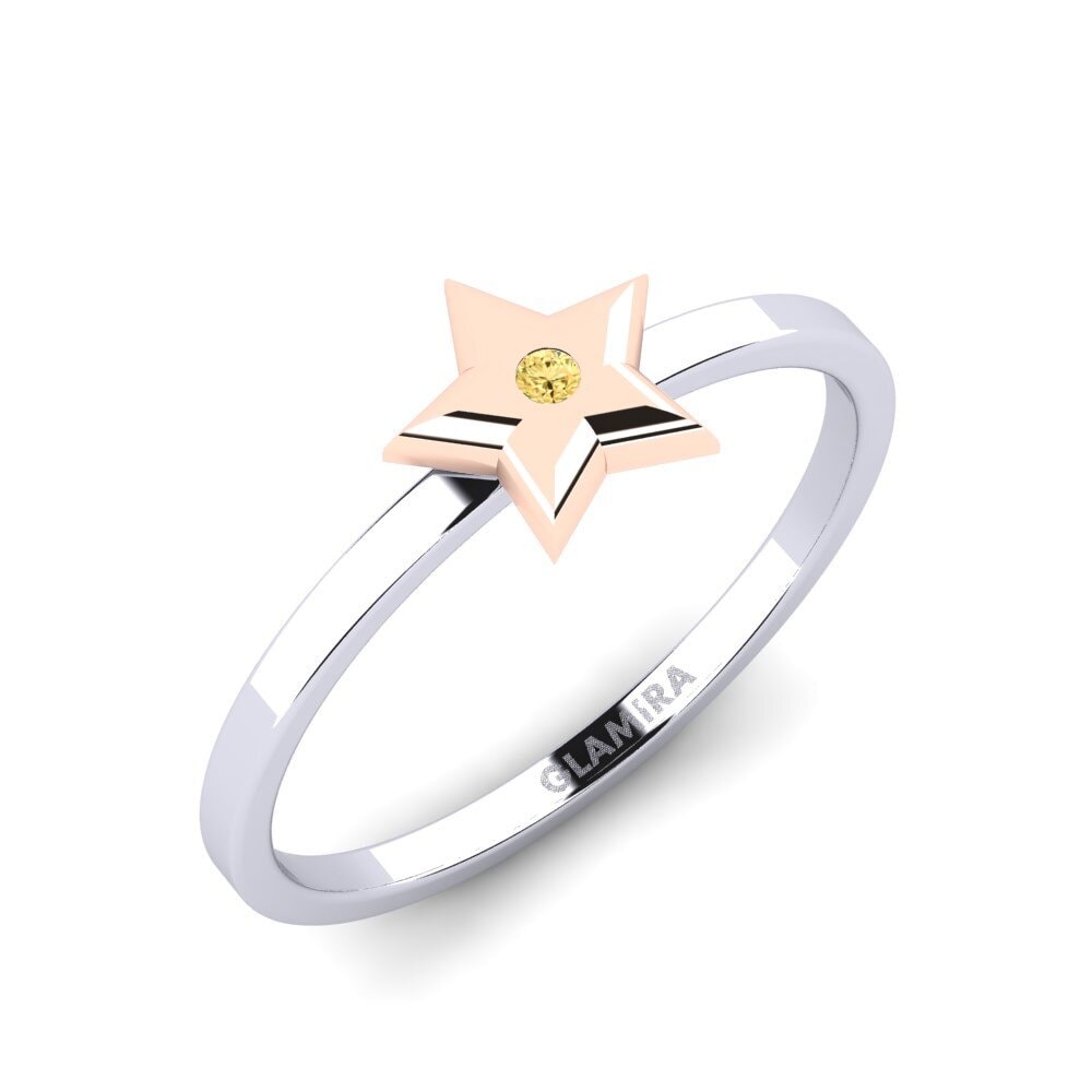 14ct White / Rose Gold Yellow Diamond Ring Kamalak Daughter