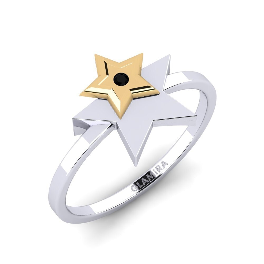 14ct White / Yellow Gold Black Sapphire Ring Kamalak Mother