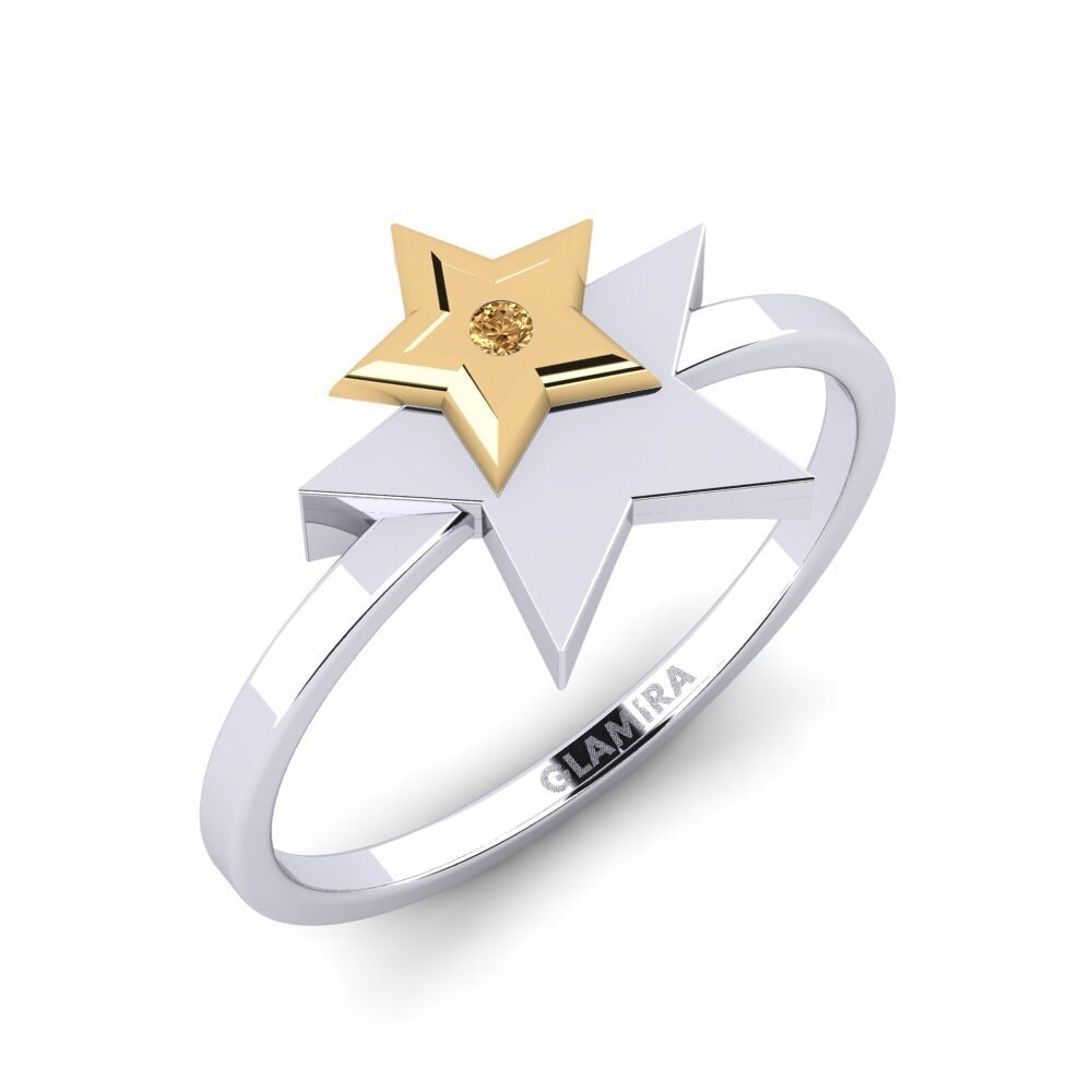 14ct White / Yellow Gold Brown Diamond Ring Kamalak Mother