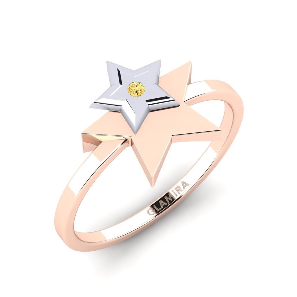 14ct Rose / White Gold Yellow Diamond Ring Kamalak Mother