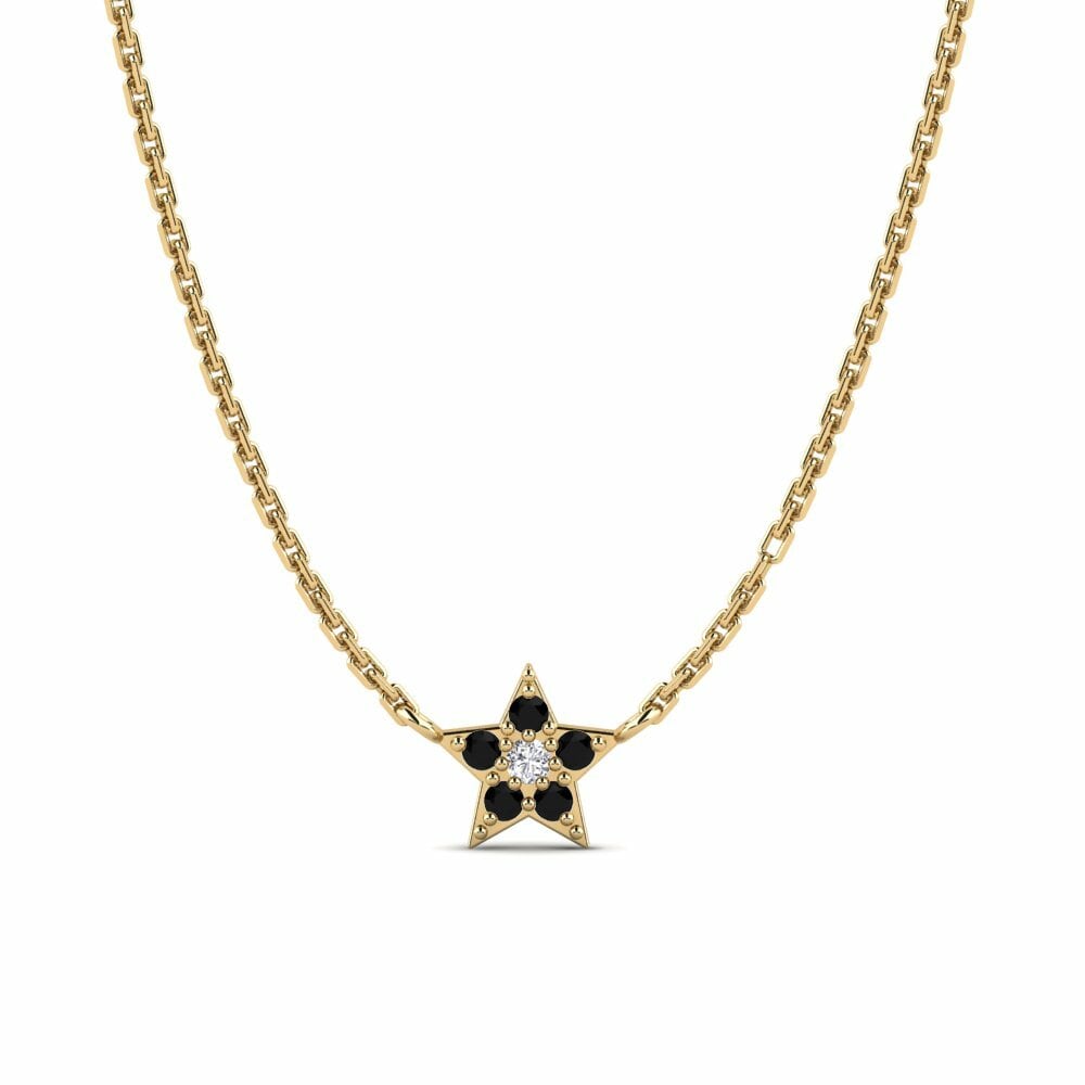 Round 0.06 Carat Symbols Black Diamond 14k Yellow Gold Necklace Konfido Daughter