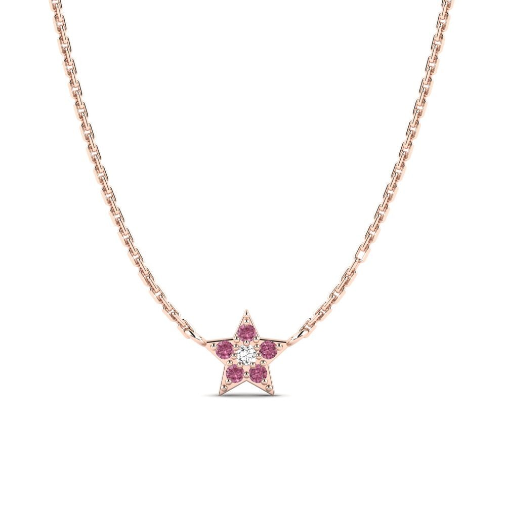 14k Oro Rosa Rodolita de Granito Collar Konfido Daughter