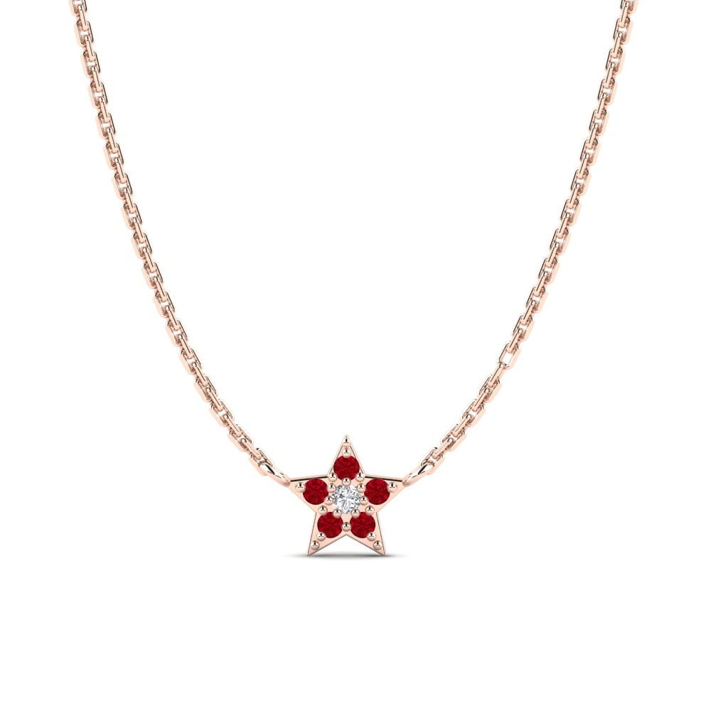 14k Oro Rosa Circonita Roja Collar Konfido Daughter