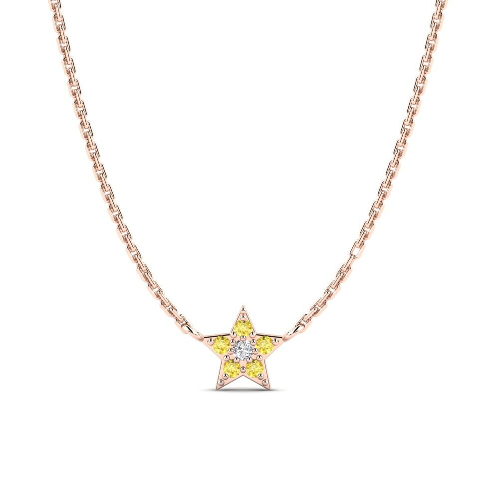 14k Oro Rosa Zafiro amarillo Collar Konfido Daughter