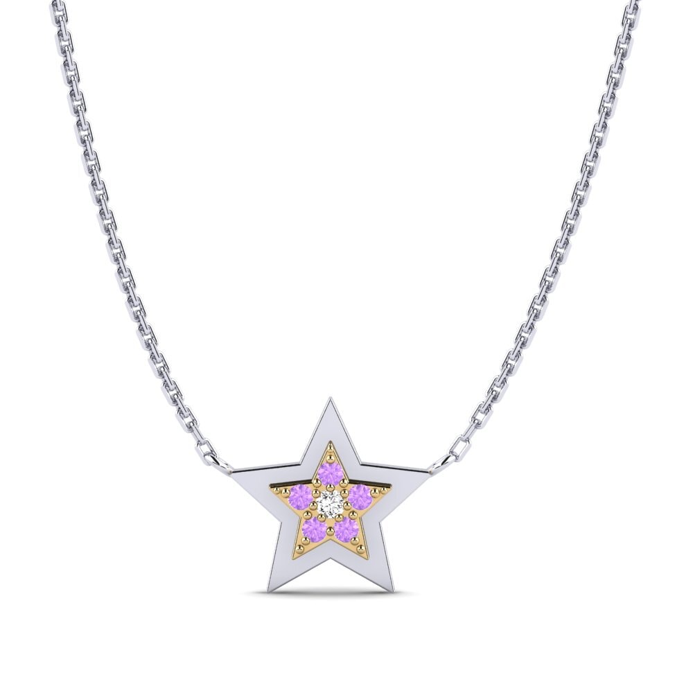 9k Oro Blanco & Amarillo Amatista Collar de Mujer Konfido Mother