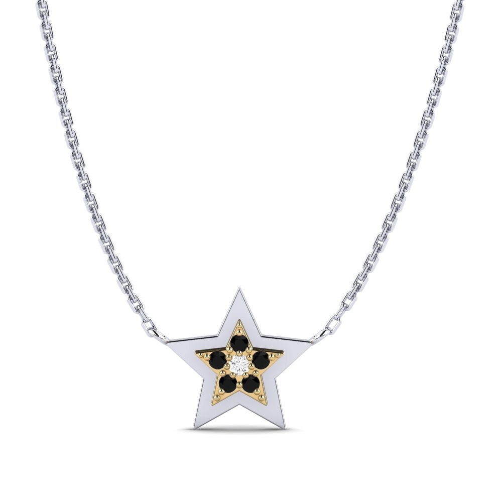 14ct White / Yellow Gold Black Sapphire Women's Necklace Konfido Mother