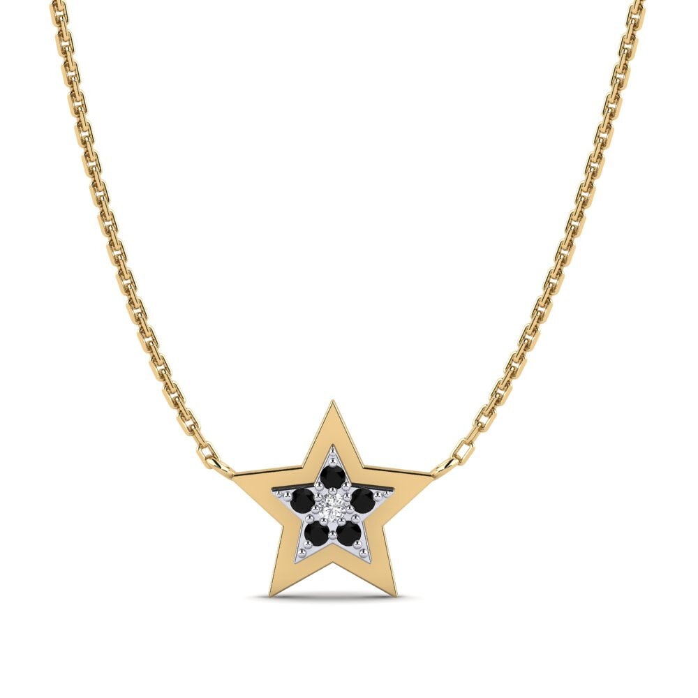 14ct Yellow / White Gold Black Diamond Women's Necklace Konfido Mother