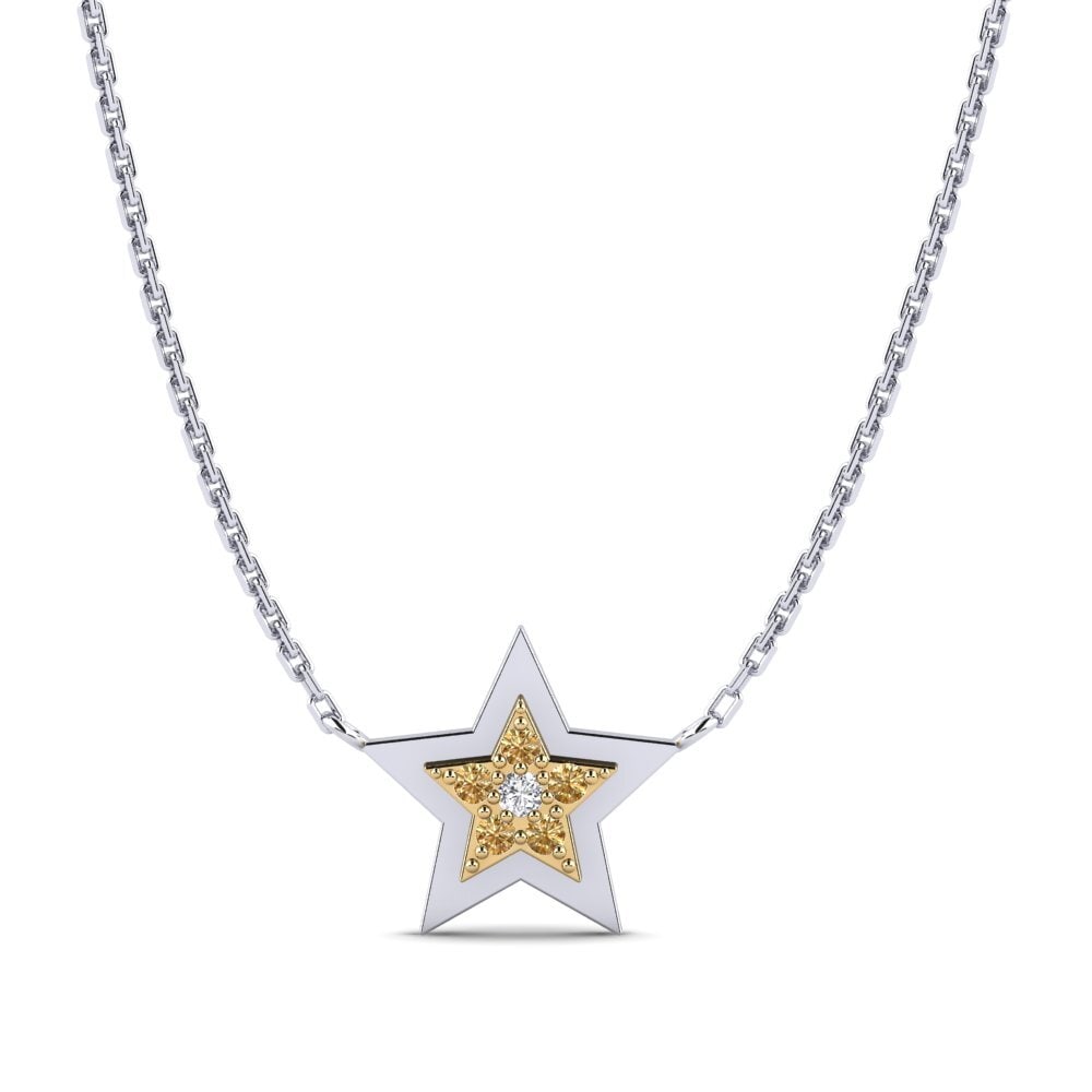 14ct White / Yellow Gold Brown Diamond Women's Necklace Konfido Mother
