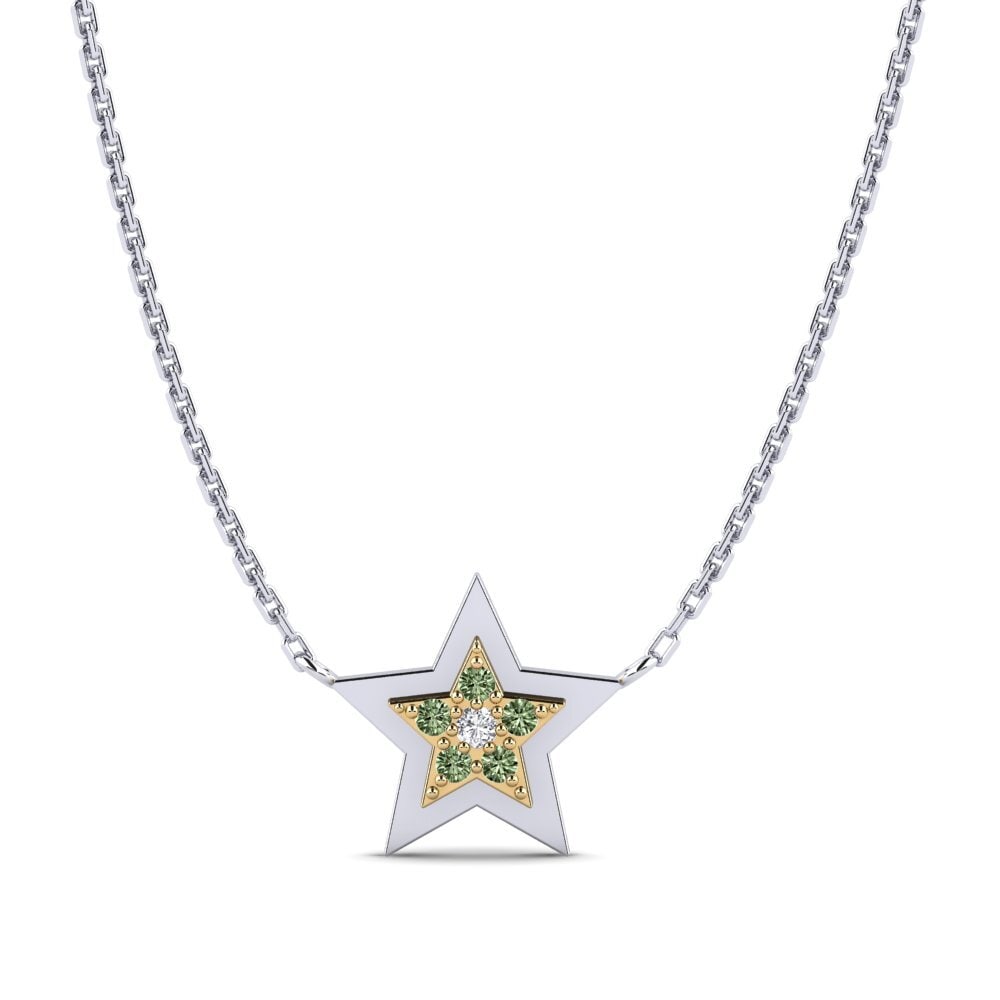 14ct White / Yellow Gold Green Diamond Women's Necklace Konfido Mother