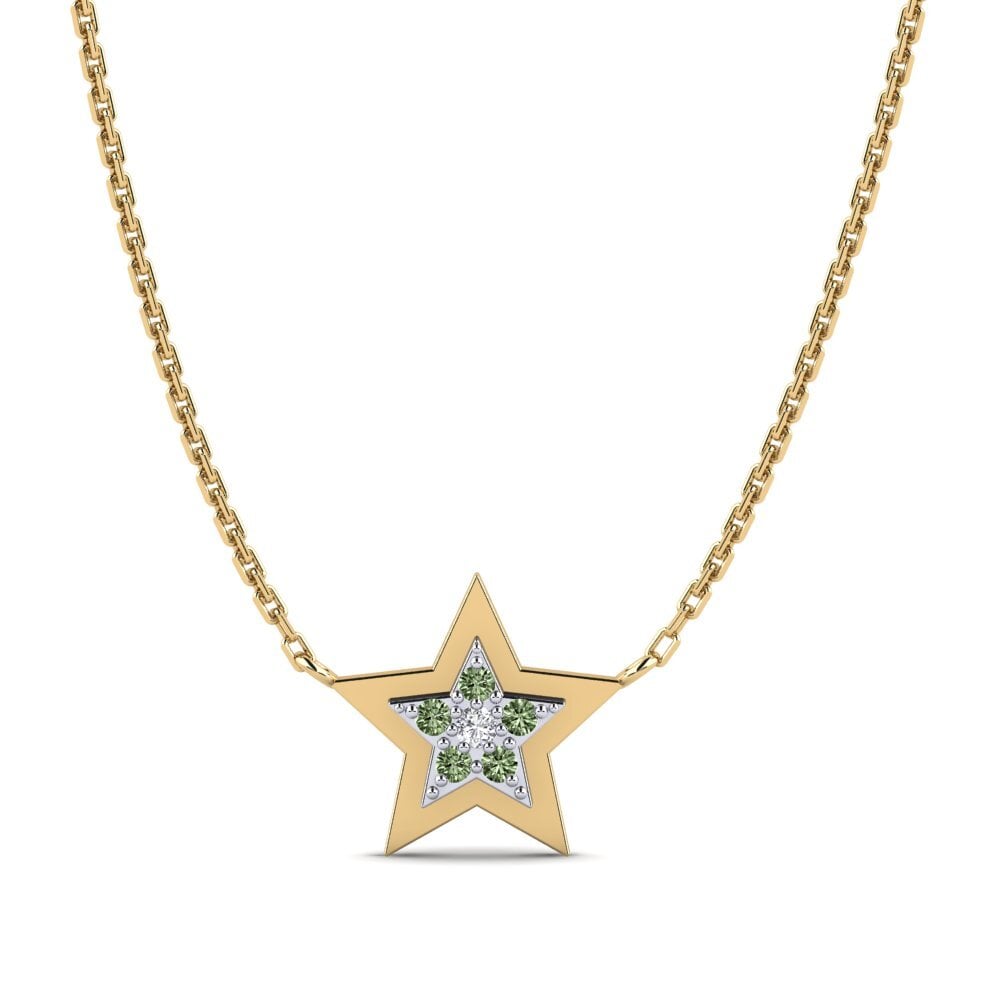 14ct Yellow / White Gold Green Diamond Women's Necklace Konfido Mother