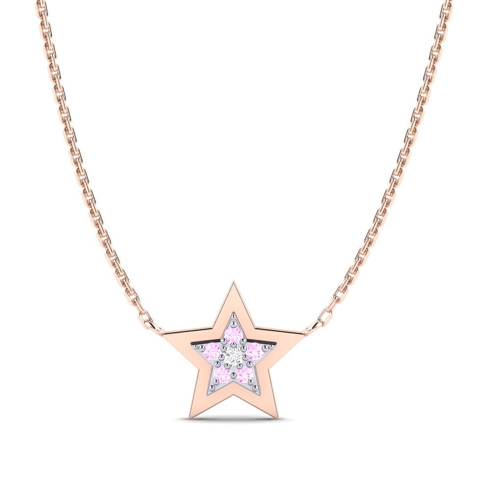 14ct Rose / White Gold Pink Sapphire Women's Necklace Konfido Mother