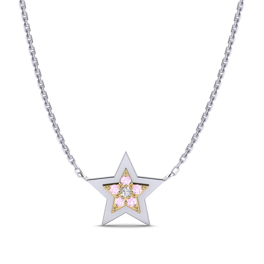 18k Oro Blanco & Amarillo Zafiro Rosado Collar de Mujer Konfido Mother
