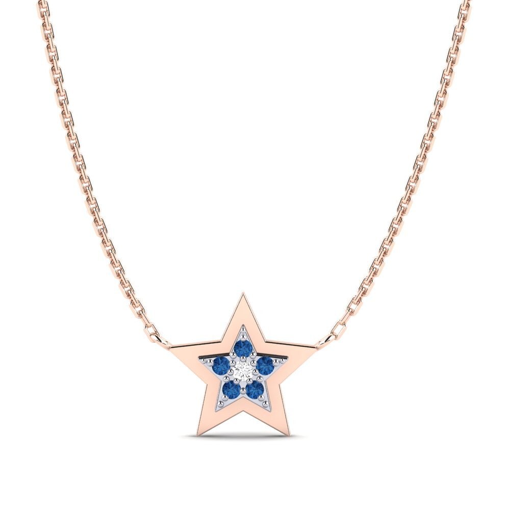 14ct Rose / White Gold Dark Blue Zirconia Women's Necklace Konfido Mother
