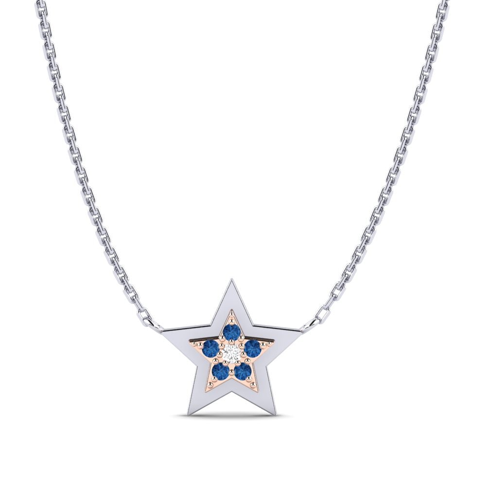 14ct White / Rose Gold Dark Blue Zirconia Women's Necklace Konfido Mother