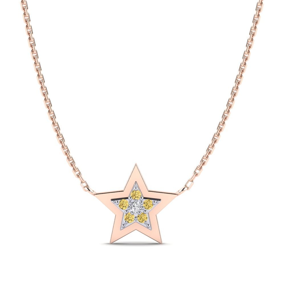 14ct Rose / White Gold Yellow Diamond Women's Necklace Konfido Mother