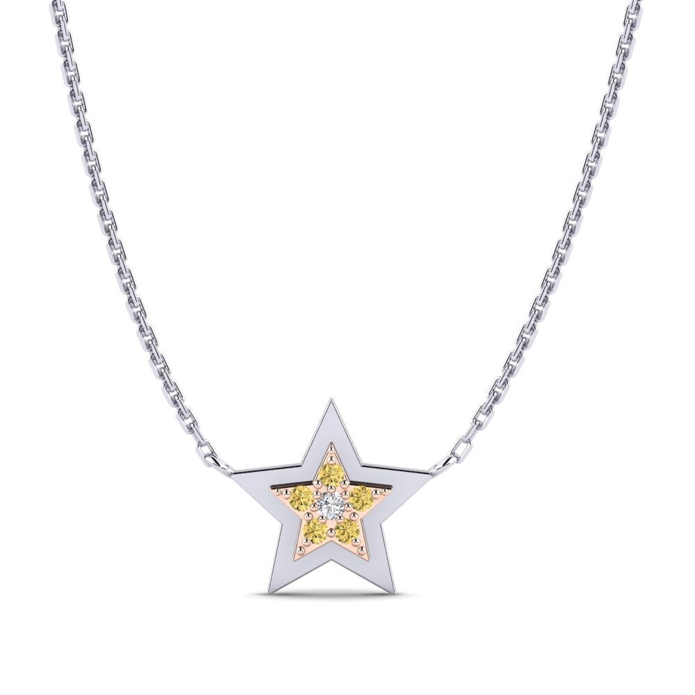 14ct White / Rose Gold Yellow Diamond Women's Necklace Konfido Mother