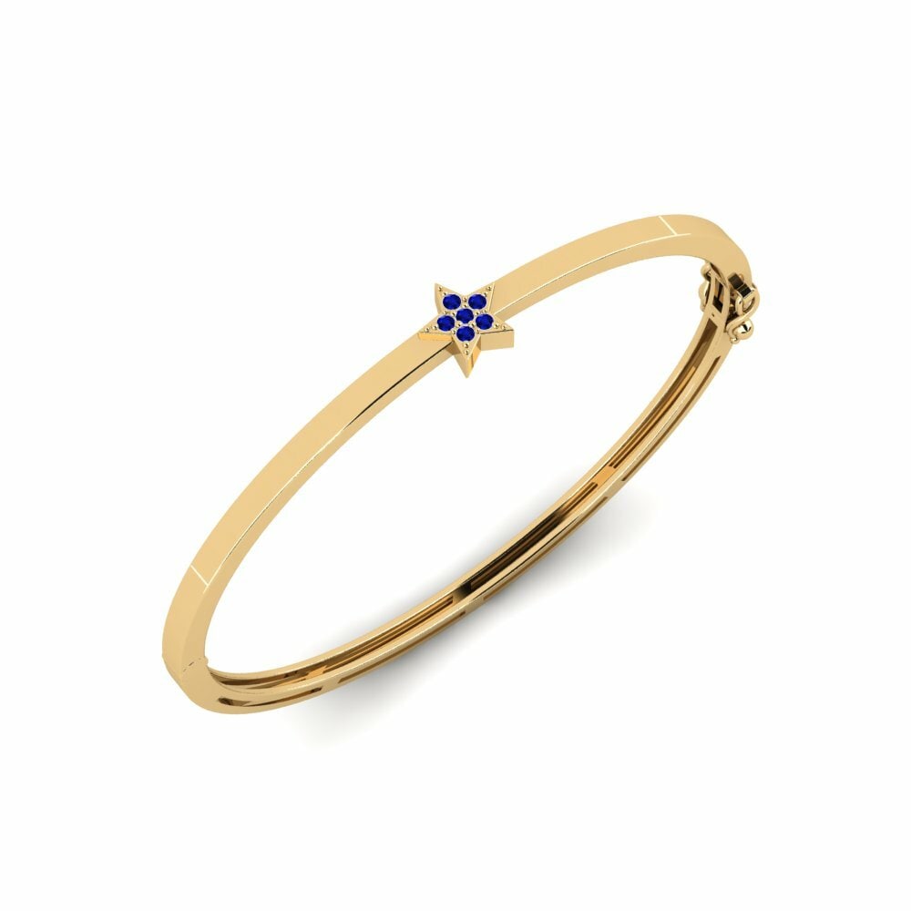 Round 0.108 Carat Symbols Sapphire 14k Yellow Gold Bangle Manonofy Daughter