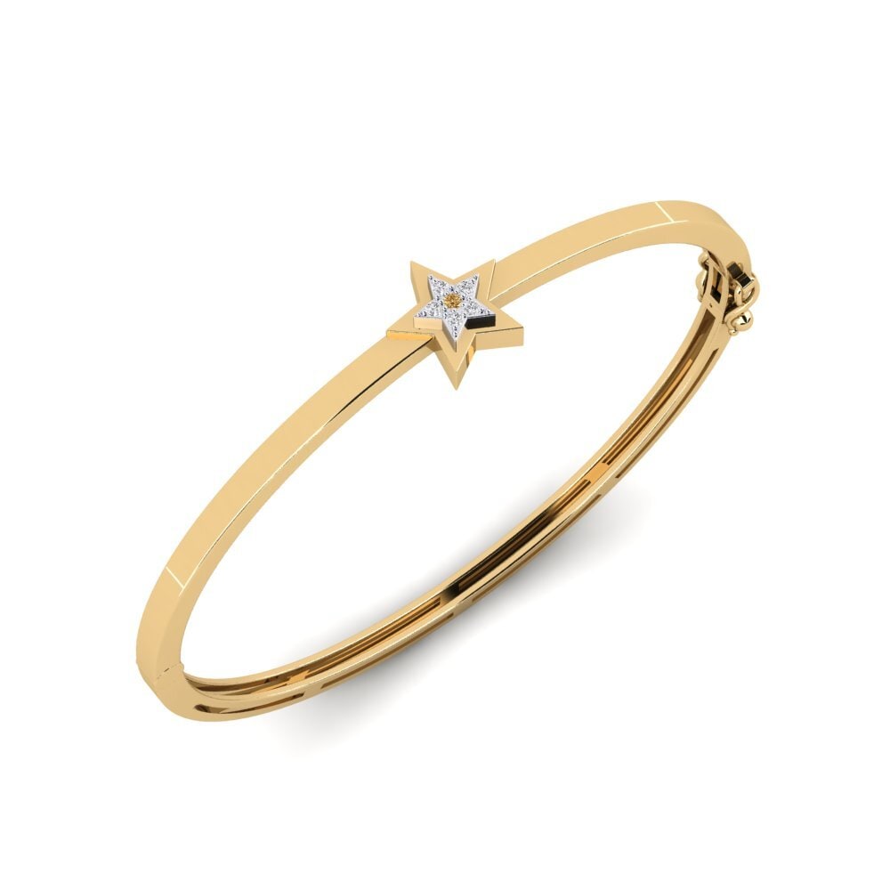 14ct Yellow / White Gold Brown Diamond Women's Bangle Manonofy Mother