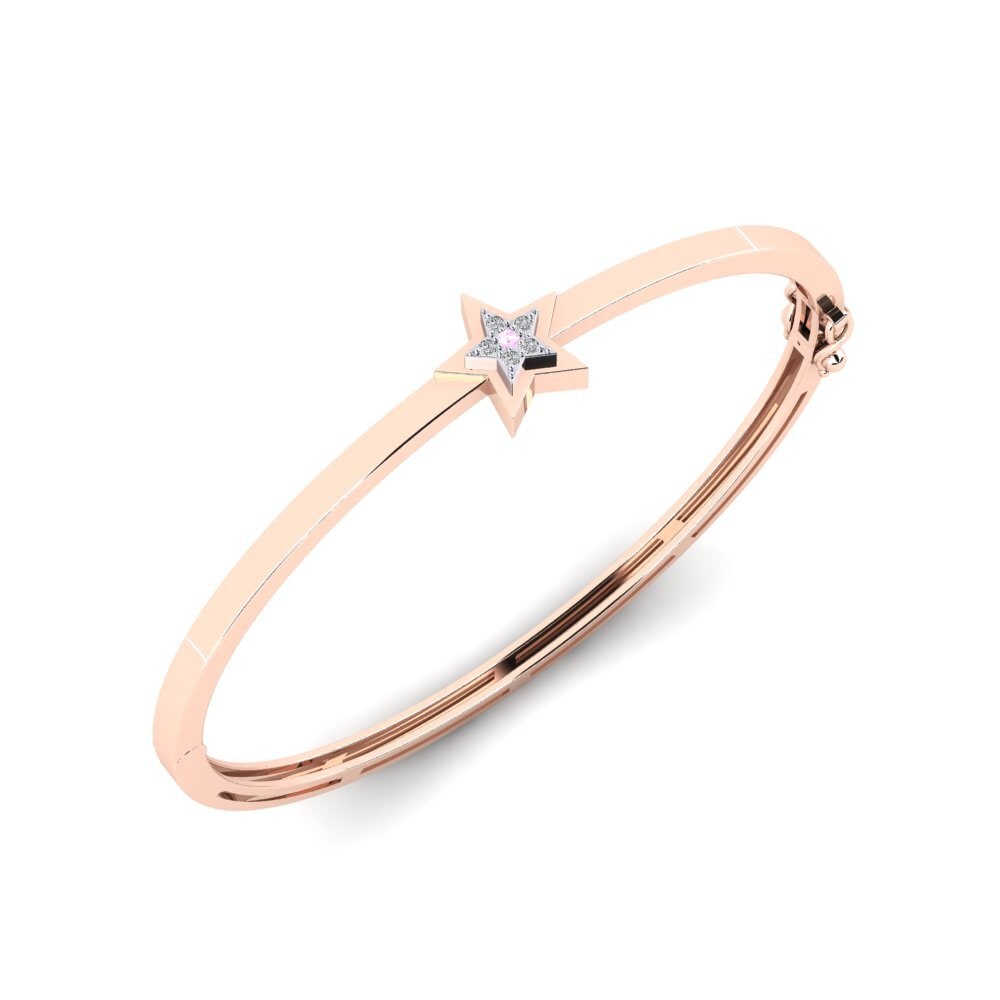 14ct Rose / White Gold Pink Sapphire Women's Bangle Manonofy Mother
