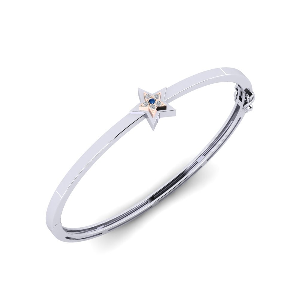 14ct White / Rose Gold Dark Blue Zirconia Women's Bangle Manonofy Mother