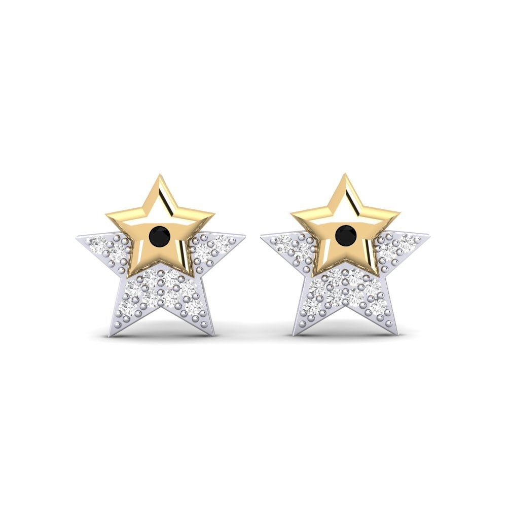 14ct White / Yellow Gold Black Sapphire Women's Earring Murna Mother